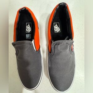 Ladies Vans Low Rise Charcoal and Bright Orange Slip-Ons Sneakers SZ 7